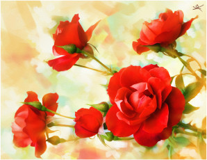Картинка рисованные цветы розы