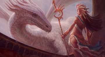 Картинка фэнтези красавицы+и+чудовища дракон окно воин девушка
