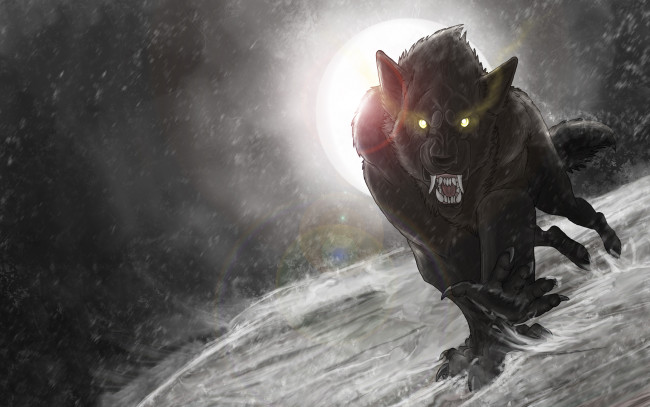 Обои картинки фото оборотень, фэнтези, существа, волк, werewolf, снежная, буря, метель