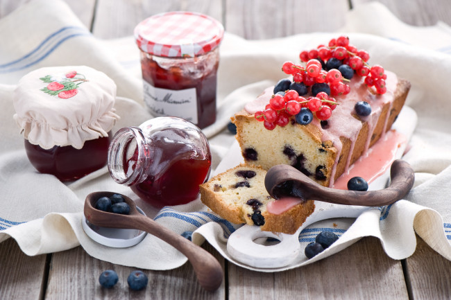 Обои картинки фото еда, разное, кекс, ягоды, натюрморт, джем