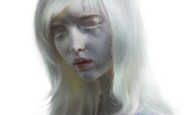 Картинка рисованное люди лицо губы волосы арт альбинос девушка белая