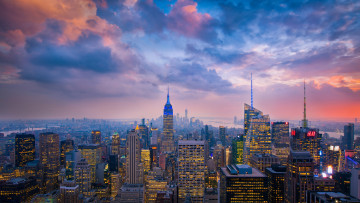 Картинка города нью-йорк+ сша нью йорк огни город облака