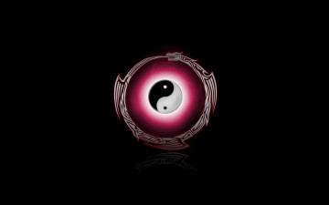Картинка 3д графика yin yang инь Янь тёмный фон