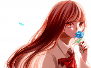 Картинка аниме ib взгляд лепестки цветок девушка yori youli арт