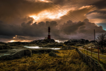 Картинка природа маяки сумрак побережье дорога маяк