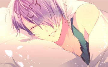 Картинка аниме ib одеяло подушка парень улыбка игра garry