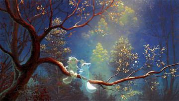 Картинка фэнтези призраки by fear-sas ночь природа дерево лесные духи