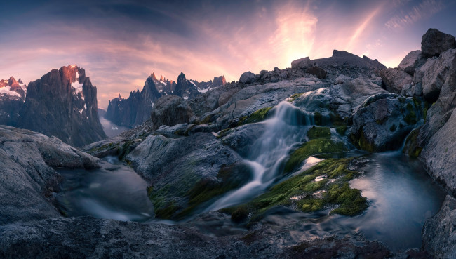 Обои картинки фото природа, водопады, река, скалы, фьорд, поток, горы, вода