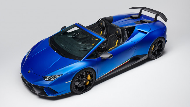 Обои картинки фото lamborghini huracan spyder performante 2019, автомобили, lamborghini, huracan, blue, spyder, performante, 2019