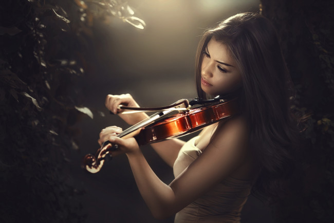 Обои картинки фото музыка, -другое, девушка, скрипка, азиатка