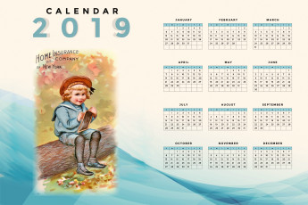 Картинка календари рисованные +векторная+графика мальчик
