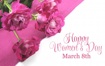 обоя праздничные, международный женский день - 8 марта, розы, надпись