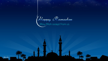 обоя рамадан, праздничные, другое, мечеть, месяц, пожелание
