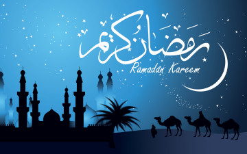 обоя рамадан, праздничные, другое, мечеть, верблюды