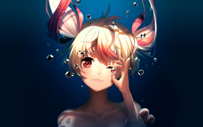 Обои картинки фото аниме, unknown,  другое , девушка, вода, пузыри