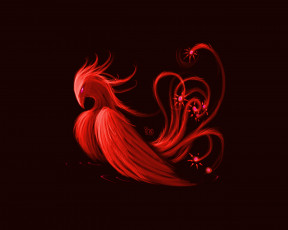 Картинка векторная графика искры огненный красный феникс птица