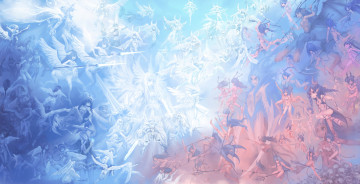 Картинка аниме angels demons ангелы демоны битва