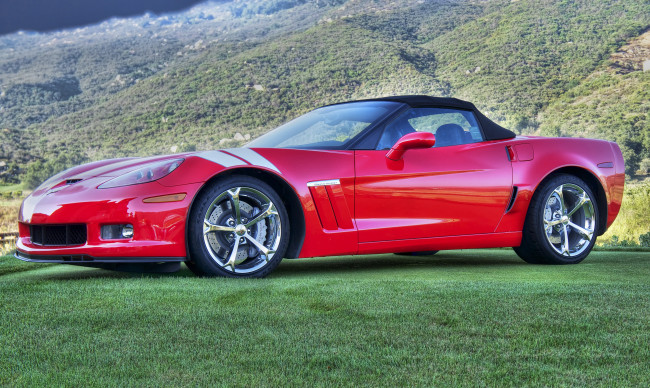 Обои картинки фото автомобили, corvette, красный, корвет