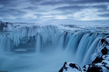 обоя godafoss, iceland, природа, водопады, лёд, годафосс, исландия, зима