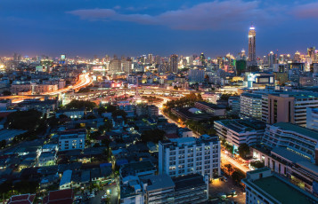 Картинка города бангкок таиланд панорама здания небоскрёбы мегаполис