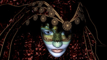 Картинка 3д графика portraits портрет карнавал маска девушка