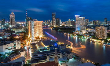 обоя города, бангкок, таиланд, панорама, вид, сверху