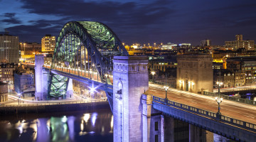 Картинка tyne+bridge города -+мосты великобритания огни мост река ночь