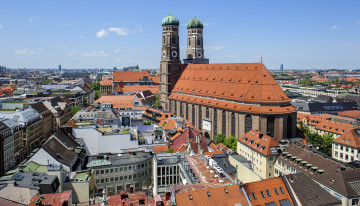 обоя города, мюнхен , германия, панорама, крыши, собор
