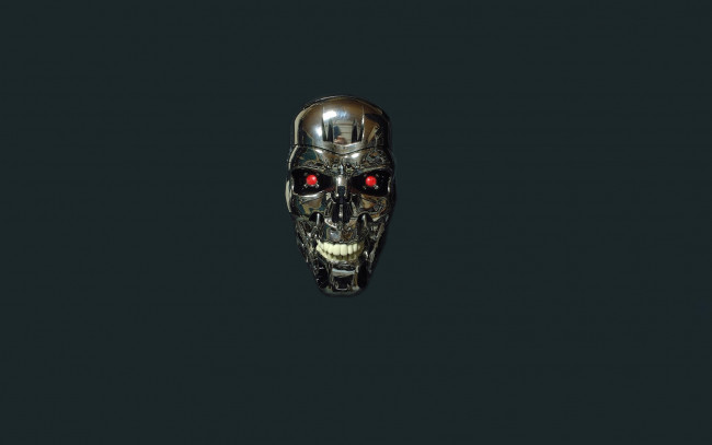 Обои картинки фото рисованные, минимализм, череп, голова, робот, terminator, терминатор
