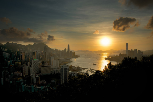 Обои картинки фото hong kong, города, гонконг , китай, закат