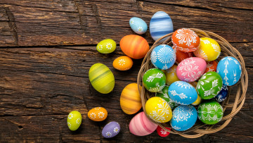 обоя праздничные, пасха, holiday, spring, eggs, яйца, крашеные, happy, wood, colorful, easter