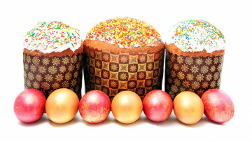 Картинка праздничные пасха праздники выпечка куличи крашенки Яйца