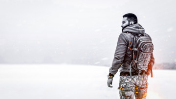 Картинка мужчины -+unsort рюкзак зима черно-белое мужчина искры один милитари погода одиночество метель воин природа снег пламя степь поле
