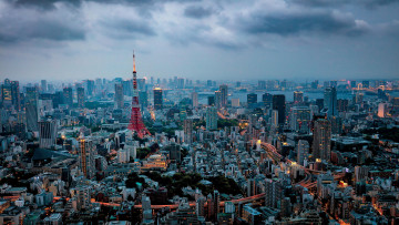 Картинка токио Япония города токио+ япония архитектура небоскребы токийская башня tokyo tower мегаполис
