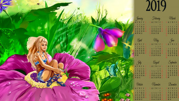 Картинка календари фэнтези растение цветы девушка