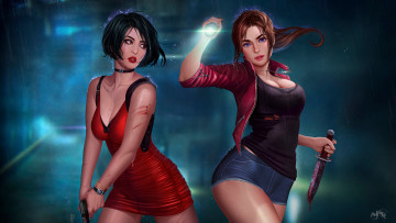 Картинка resident+evil+2+ 2019 видео+игры персонажи resident evil 2 claire redfield ada wong видеоигры
