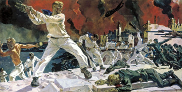 Картинка оборона+севастополя +дейнека рисованное живопись война бой матросы немцы