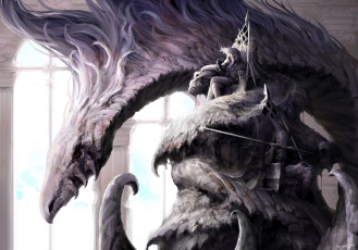 Картинка фэнтези драконы дракон трон lee sung-jae парень монстр
