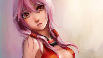 Картинка аниме guilty+crown простой фон взгляд розовые волосы девушка guilty crown inori yuzuriha
