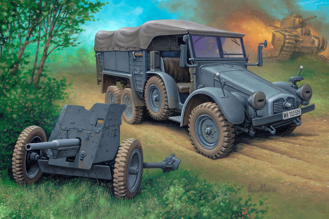 Обои картинки фото рисованные, армия, пушка, танк, автомобиль