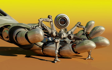 Картинка 3д+графика _science+fiction механизм робот спасатель разведчик technology robot mini ладонь рука android камера