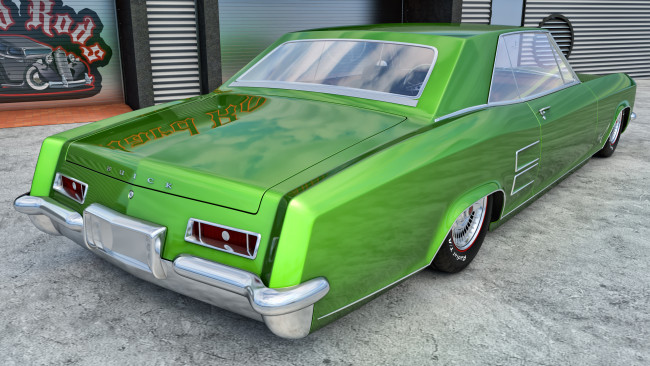 Обои картинки фото автомобили, 3д, buick, зеленый, 1962г