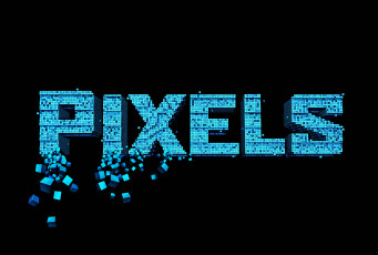 Картинка кино+фильмы pixels надпись пиксели черный фон