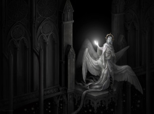 Картинка фэнтези ангелы ангел серафим здание