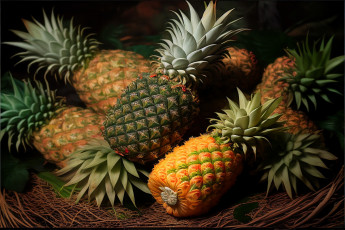 Картинка еда ананас много спелых ананасов крупным планом