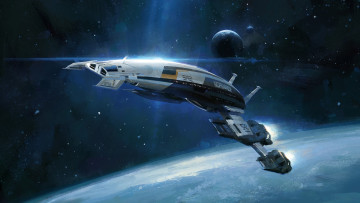 Картинка mass effect видео игры нормандия sr-2 normandy космос земля планеты