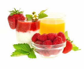 обоя еда, фрукты, ягоды, сок, десерт, клубника, малина