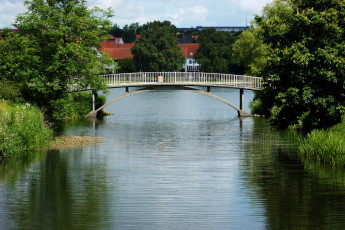 Картинка дания хадерслев природа реки озера река мост