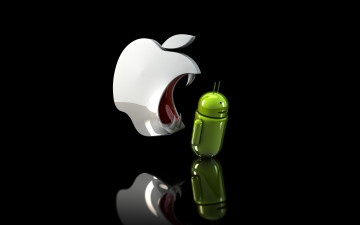 Картинка компьютеры android ios клыки злое яблоко apple