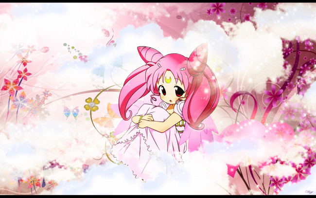 Обои картинки фото аниме, sailor, moon, девушка, цветы, розовый